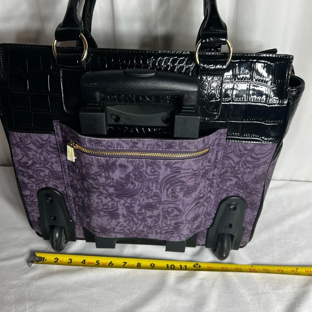 JKM and Company CONTESSA Purple Rolling Tote Bag, Travel Bag or Rolling Work Bag - Picture 9 of 16